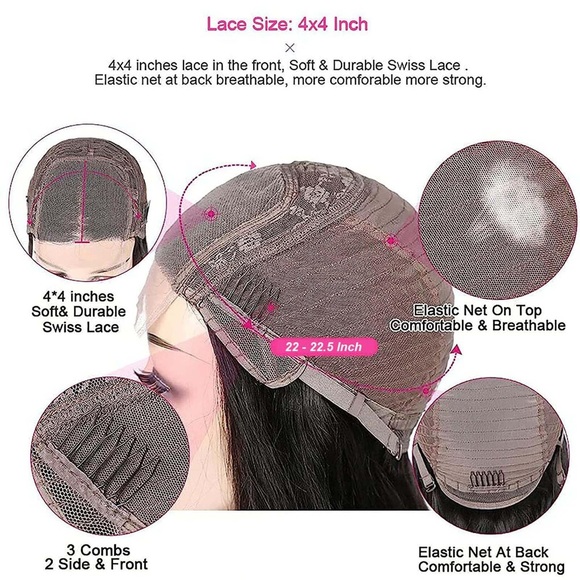 HUMAN HAIR Body Wave Lace Front Wig 4x4 Closure 180% Density Brazilian Glueless - Picture 6 of 14